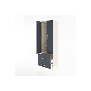 Hyperion Dolap 2 Raflı 2 Çekmeceli Tek Askılı 60x44x195 Aytaşı-antrasit