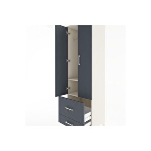 Hyperion Dolap 2 Raflı 2 Çekmeceli Tek Askılı 60x44x195 Aytaşı-antrasit