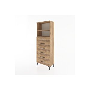 Arges Dolap 2 Raflı 6 Çekmeceli 60x30x163 Çam-çam