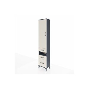 Arges Dolap 4 Raflı 3 Çekmeceli Tek Kapaklı 44x30x221 Antrasit-aytaşı