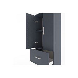 Arges Dolap 2 Raflı Tek Çekmeceli 2 Kapaklı 60x30x134 Antrasit-antrasit