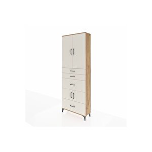Arges Dolap 4 Raflı 4 Çekmeceli 4 Kapaklı 88x30x243 Çam-aytaşı