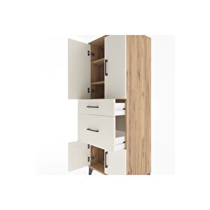 Hyperion Dolap 3 Raflı 2 Çekmeceli 4 Kapaklı 60x44x163 Çam-aytaşı