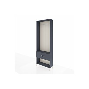 Arges Dolap Tek Raflı Tek Çekmeceli Tek Askılı 88x30x243 Antrasit-antrasit