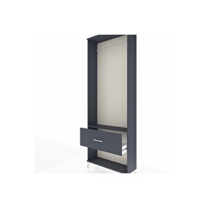 Arges Dolap Tek Raflı Tek Çekmeceli Tek Askılı 88x30x243 Antrasit-antrasit