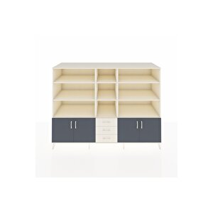 Kronos Dolap 11 Raflı 3 Çekmeceli 4 Kapaklı 220x59x163 Aytaşı-antrasit/aytaşı