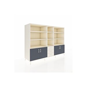 Kronos Dolap 11 Raflı 3 Çekmeceli 4 Kapaklı 220x59x163 Aytaşı-antrasit/aytaşı