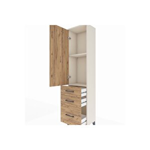 Arges Dolap 2 Raflı 3 Çekmeceli Tek Kapaklı 44x30x182 Aytaşı-çam