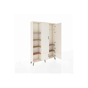 Arges Dolap 6 Raflı 4 Kapaklı Tek Askılı 132x30x195 Aytaşı-aytaşı/çam