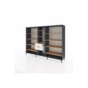 Hyperion Dolap 11 Raflı 3 Çekmeceli  220x44x163 Antrasit-çam/aytaşı