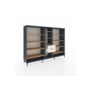 Hyperion Dolap 11 Raflı 3 Çekmeceli  220x44x163 Antrasit-çam/aytaşı