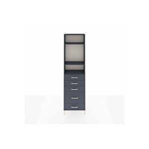 Arges Dolap 3 Raflı 5 Çekmeceli 60x30x221 Antrasit-antrasit