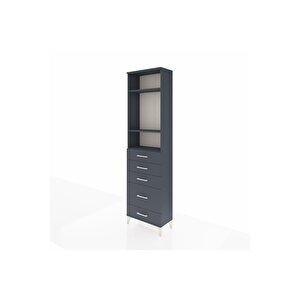 Arges Dolap 3 Raflı 5 Çekmeceli 60x30x221 Antrasit-antrasit