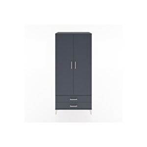 Hyperion Dolap 5 Raflı 2 Çekmeceli 2 Kapaklı 88x44x195 Antrasit-antrasit