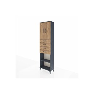 Arges Dolap 3 Raflı 4 Çekmeceli 2 Kapaklı 60x30x221 Antrasit-çam