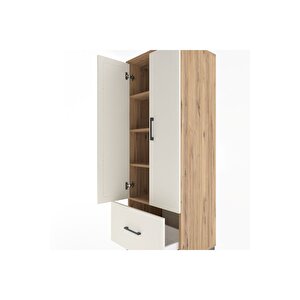 Hyperion Dolap 4 Raflı Tek Çekmeceli 2 Kapaklı 60x44x163 Çam-aytaşı