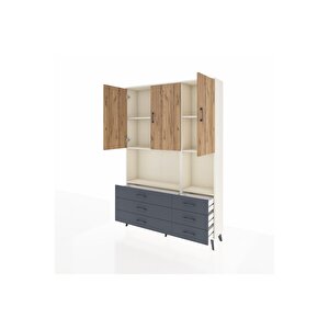 Arges Dolap 6 Raflı 6 Çekmeceli 3 Kapaklı 132x30x195 Aytaşı-çam/antrasit