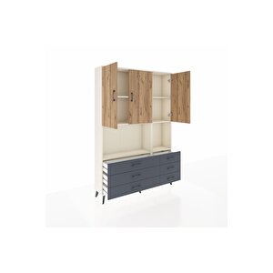 Arges Dolap 6 Raflı 6 Çekmeceli 3 Kapaklı 132x30x195 Aytaşı-çam/antrasit