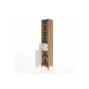 Hyperion Dolap 5 Raflı 2 Çekmeceli Tek Kapaklı 44x44x243 Çam-aytaşı