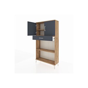 Arges Dolap 3 Raflı Tek Çekmeceli 2 Kapaklı 88x30x163 Çam-antrasit