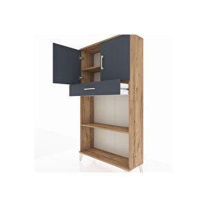 Arges Dolap 3 Raflı Tek Çekmeceli 2 Kapaklı 88x30x163 Çam-antrasit