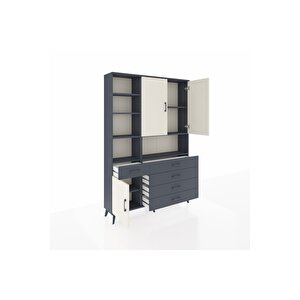 Arges Dolap 8 Raflı 5 Çekmeceli 3 Kapaklı 132x30x195 Antrasit-aytaşı/antrasit