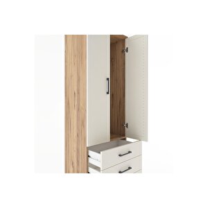 Hyperion Dolap Tek Raflı 3 Çekmeceli Tek Askılı 60x44x182 Çam-aytaşı