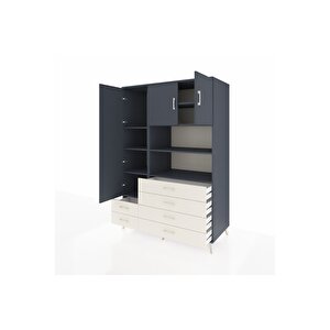 Kronos Dolap 8 Raflı 6 Çekmeceli 3 Kapaklı 132x59x195 Antrasit-antrasit/aytaşı