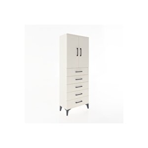 Arges Dolap 2 Raflı 5 Çekmeceli 2 Kapaklı 60x30x163 Aytaşı-aytaşı
