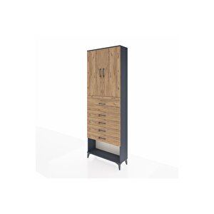 Arges Dolap 3 Raflı 5 Çekmeceli 2 Kapaklı 88x30x243 Antrasit-çam