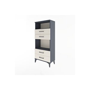 Arges Dolap 2 Raflı 4 Çekmeceli 60x30x134 Antrasit-aytaşı