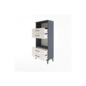 Arges Dolap 2 Raflı 4 Çekmeceli 60x30x134 Antrasit-aytaşı