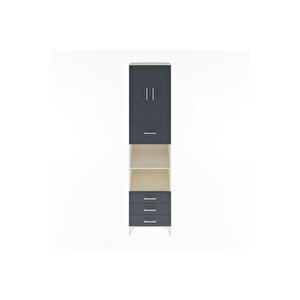 Hyperion Dolap 4 Raflı 4 Çekmeceli 2 Kapaklı 60x44x243 Aytaşı-antrasit