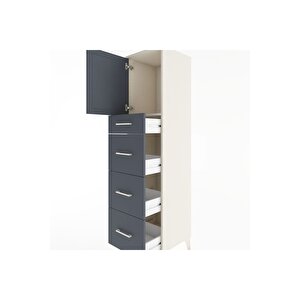 Hyperion Dolap Tek Raflı 4 Çekmeceli Tek Kapaklı 44x44x182 Aytaşı-antrasit