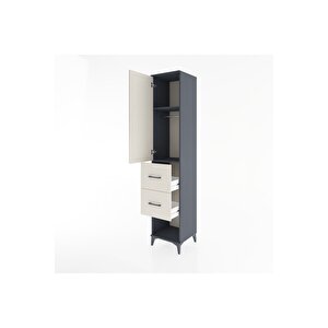 Hyperion Dolap 2 Raflı 2 Çekmeceli Tek Askılı 44x44x221 Antrasit-aytaşı