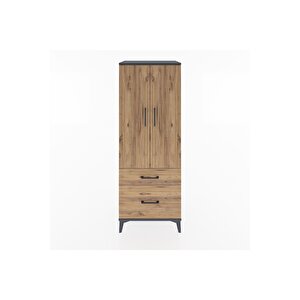 Hyperion Dolap 3 Raflı 2 Çekmeceli 2 Kapaklı 60x44x163 Antrasit-çam