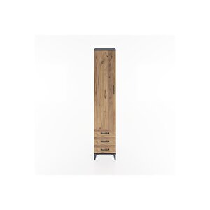 Hyperion Dolap 5 Raflı 3 Çekmeceli Tek Kapaklı 44x44x221 Antrasit-çam