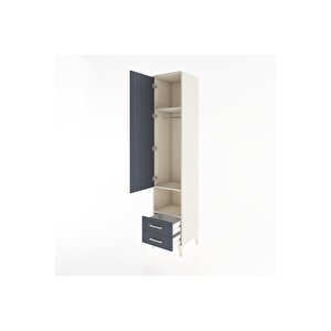 Hyperion Dolap 3 Raflı 2 Çekmeceli Tek Askılı 44x44x221 Aytaşı-antrasit