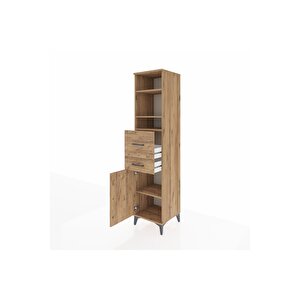 Hyperion Dolap 4 Raflı 2 Çekmeceli Tek Kapaklı 44x44x195 Çam-çam