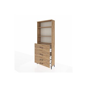 Arges Dolap 3 Raflı 4 Çekmeceli 88x30x221 Çam-çam