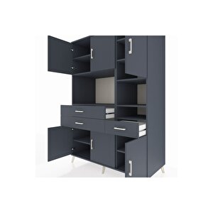 Kronos Dolap 10 Raflı 3 Çekmeceli 6 Kapaklı 132x59x195 Antrasit-antrasit/antrasit