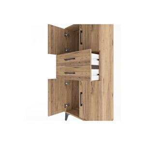 Arges Dolap Tek Raflı 2 Çekmeceli 4 Kapaklı 60x30x134 Çam-çam
