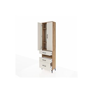 Arges Dolap 4 Raflı 3 Çekmeceli 2 Kapaklı 60x30x221 Çam-aytaşı