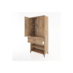 Hyperion Dolap 4 Raflı Tek Çekmeceli 2 Kapaklı 88x44x195 Çam-çam