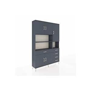 Arges Gardrop 9 Raflı 5 Çekmeceli 5 Kapaklı 132x30x195 Antrasit-antrasit