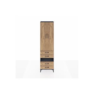 Arges Dolap 3 Raflı 4 Çekmeceli Tek Askılı 60x30x221 Antrasit-çam