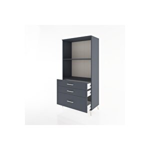 Hyperion Dolap 2 Raflı 3 Çekmeceli 88x44x182 Antrasit-antrasit