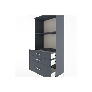 Hyperion Dolap 2 Raflı 3 Çekmeceli 88x44x182 Antrasit-antrasit