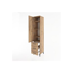 Hyperion Dolap 4 Raflı 3 Çekmeceli Tek Kapaklı 44x44x221 Çam-çam