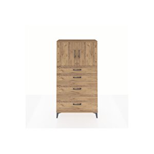 Arges Dolap 2 Raflı 4 Çekmeceli 2 Kapaklı 88x30x163 Çam-çam